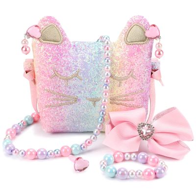 mibasies Purse for Little Girls Dress Up Jewelry Pretend Play Kids Accessories Toddler Cat Gifts
