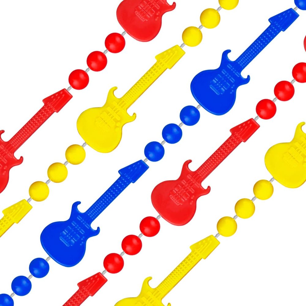 FlashingBlinkyLights Set of 48 Rock Guitar Mardi Gras Bead Necklaces