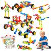 Huaker Stem Building Toys for 3 4 5 6 7 8 Year Old Boys Girls Kids,125 Pieces Building Blocks Educational Learning Toys with Large Storage Box,Ideal Christmas Birthday Gifts view 1
