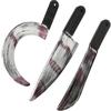 3 Pieces Halloween Knife Fake Knife Halloween Machete Toy Plastic Halloween Butcher Sickle Weapon Prop Halloween Party Decoration view 1