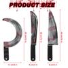 3 Pieces Halloween Knife Fake Knife Halloween Machete Toy Plastic Halloween Butcher Sickle Weapon Prop Halloween Party Decoration view 2