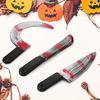 3 Pieces Halloween Knife Fake Knife Halloween Machete Toy Plastic Halloween Butcher Sickle Weapon Prop Halloween Party Decoration view 3