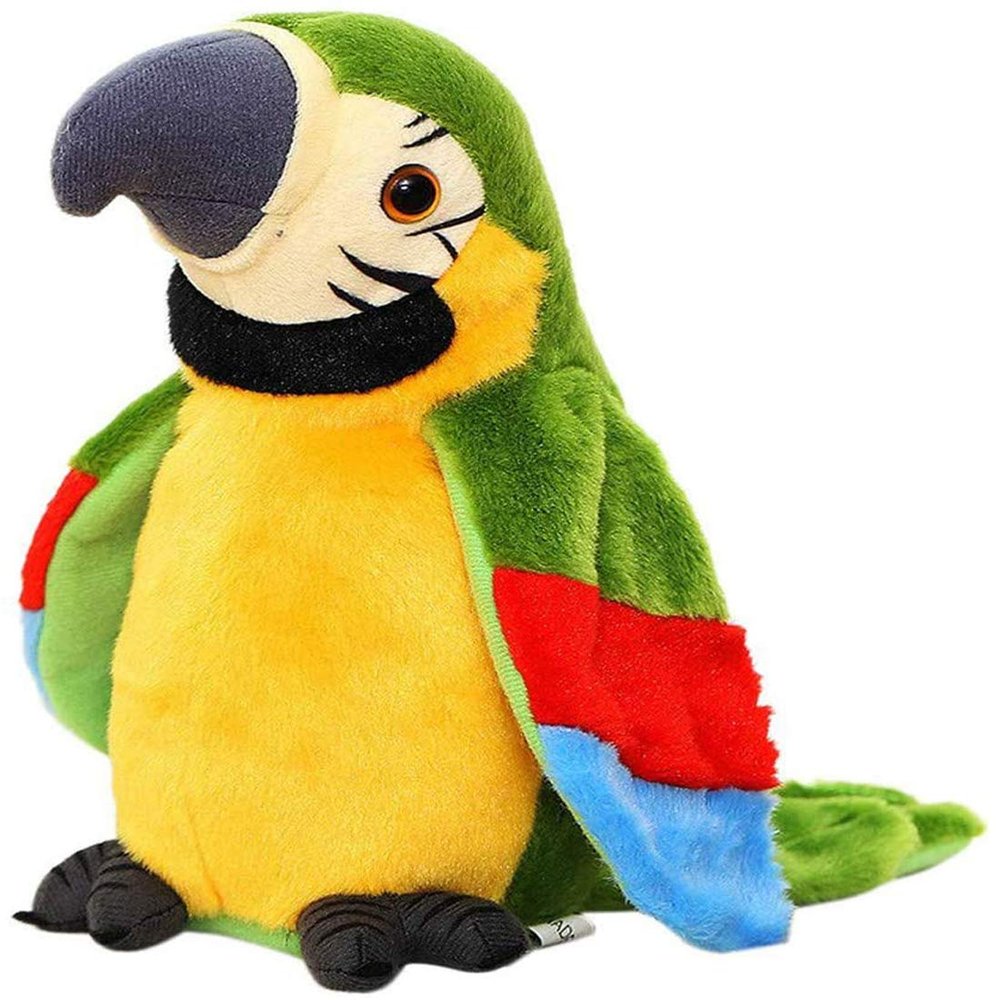 9'' Cute Talking Parrot Repeats What You Say Electronic Interactive Plush Toy Stuffed Animal Record Parrot Waving Wings Funny Bird Toys for Children Girls Boys Best Xmas Gift (Green Parrot)