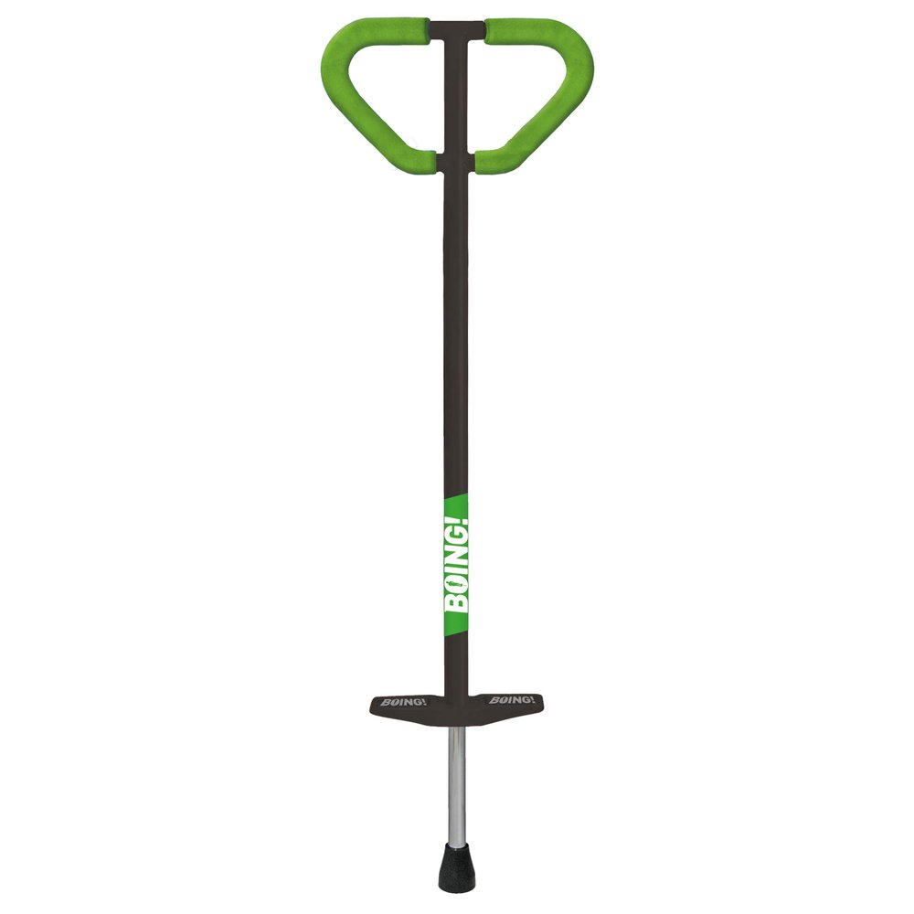 Geospace Jumparoo Boing! 'PRO' Medium Pogo Stick for Kids - Supports 60-100lbs Outdoor Toy for Boys and Girls Active Play for Balance, Coordination, Exercise & Fitness (Black with Green wrap)