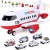 Acksonse Airplane Toy Kids Plane 15 Inches Large with Light and Sound for 3 4 5 6 7 Year Old Boys Girls Toddlers, Ambulance Aircraft Toy Vehicle Play Set with Traffic Signs and 6 Rescue Trucks view 1
