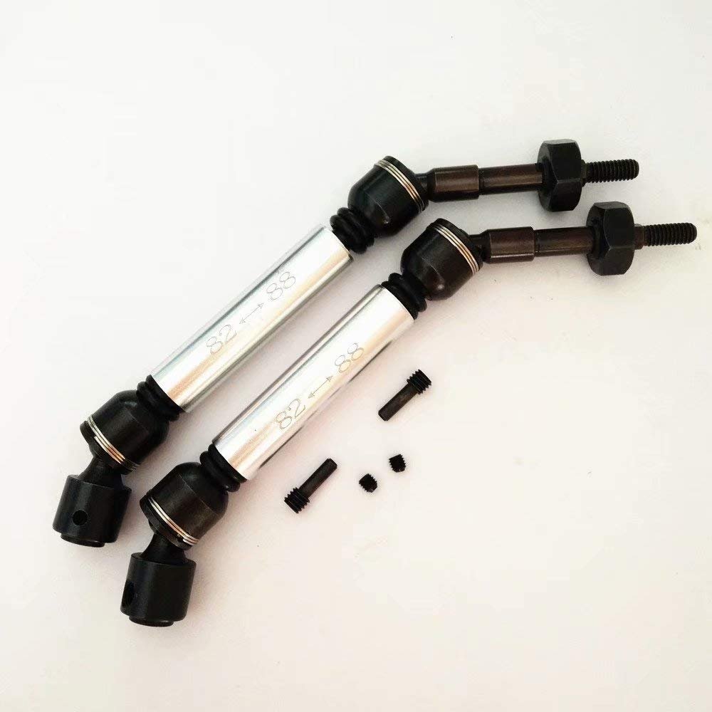 2pcs Harden Steel + Aluminum Splined Rear Driveshafts with Steel Hex Silver for Traxxas 1/10 Slash4X4 Stampede4X4 6852X