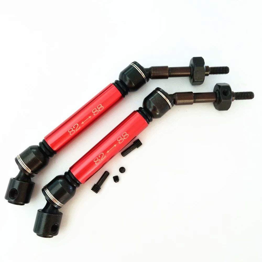 Harden Steel + Aluminum Splined Rear Driveshafts with Steel Hex Red for Traxxas 1/10 Slash4X4 Stampede4X4 6852X