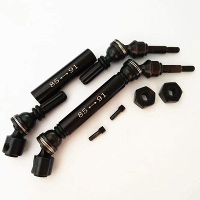 2pcs Harden Steel + Aluminum Splined Front Driveshafts with Steel Hex Black for Traxxas 1/10 Slash4X4 Stampede4X4 6851X
