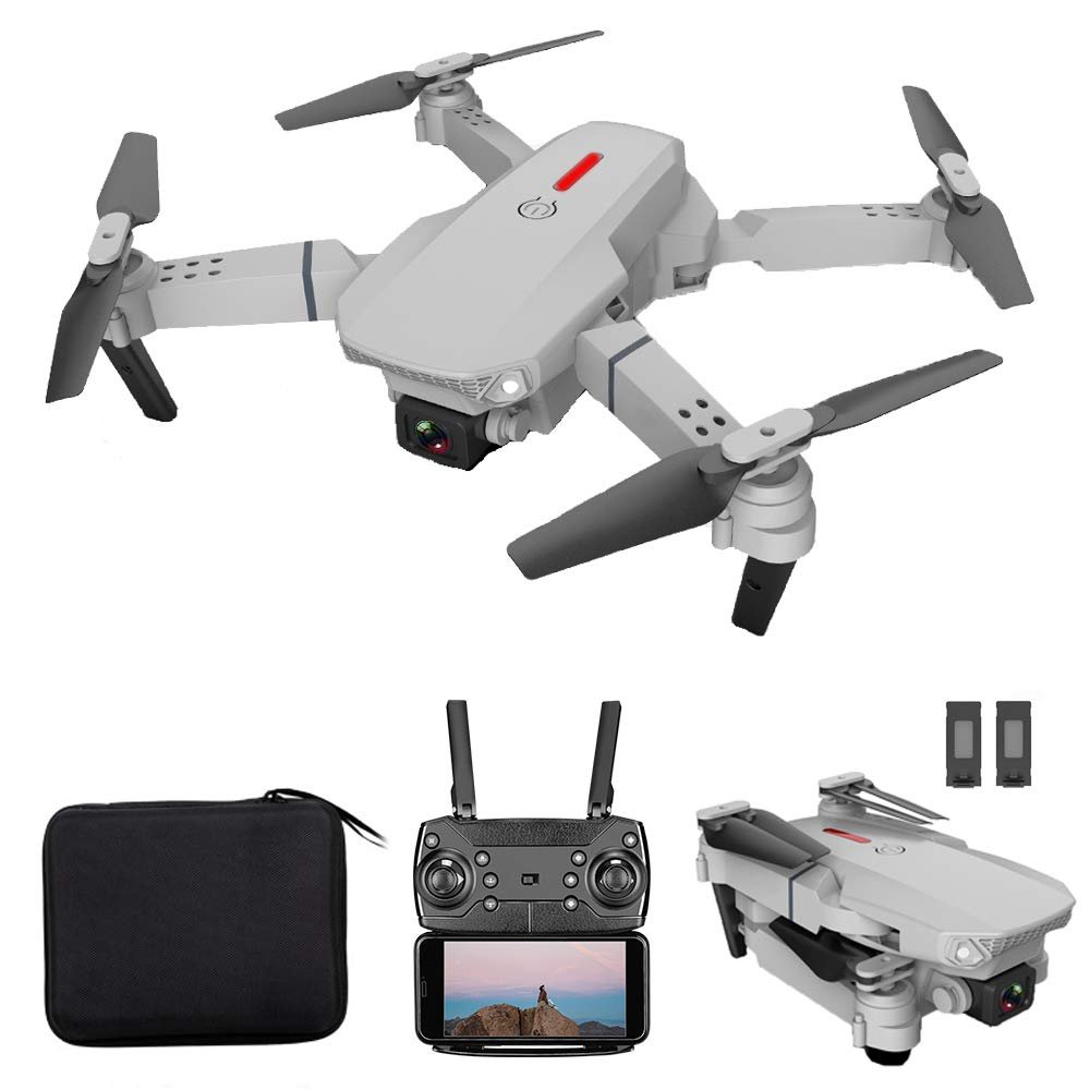 GoolRC LS-E525 RC Drone, FPV Drone with 4K HD Camera WiFi Live Video, Foldable RC Qudcopter with Headless Mode, Altitude Hold, Track Flight, 3D Filp, Storage Bag and 2 Batteries (Silver)