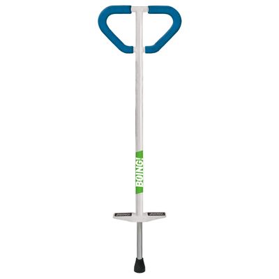Geospace Jumparoo Boing! 'PRO' Medium Pogo Stick for Kids - Supports 60-100lbs Outdoor Toy for Boys and Girls Active Play for Balance, Coordination, Exercise & Fitness (White with Blue wrap)