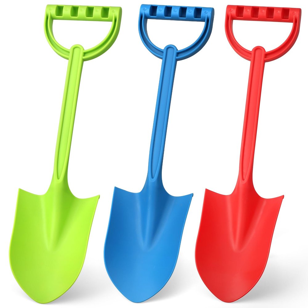 Heavy Duty 16" Thick Beach Sand Toy Shovels for Kids Adults, Jumbo Scooping Spade Toys Kit Gear Water Pool Gardening Digging Sandbox Toy Garden Tool Complete Gift Set for Boys Girls Green Blue Red