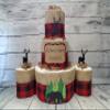 Adventure Woodland Theme Diaper Cake 3 piece set - 3 Tier - Baby Shower Gift - Buffalo Check Red Black - Bear and Deer view 2