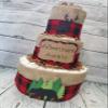 Adventure Woodland Theme Diaper Cake 3 piece set - 3 Tier - Baby Shower Gift - Buffalo Check Red Black - Bear and Deer view 4
