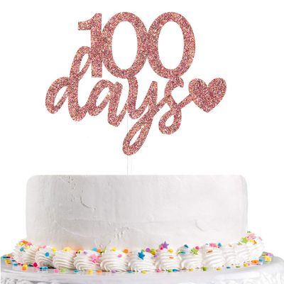 100 Days Cake Topper Baby Half Year Old Birthday Cake Topper Birthday Anniversary Baby Shower Newborn Party Decoration Supplies