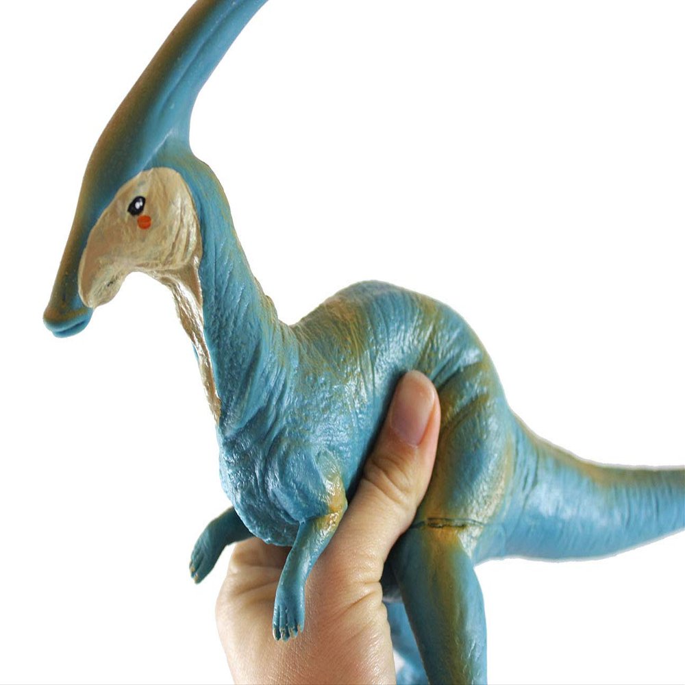 Curious Minds Busy Bags 1 Large Soft-Feel Dinosaur Toy - 12" Long Safe, Flexible, Soft, Big Parasaurolophus Dinosaur Figurine - No Sharp Edges - Lightweight - Dinosaur Lover Gift