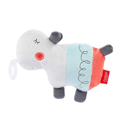 Fehn 059342 Hippo Pacifier Toy with Rattle and Pacifier Holder, Suitable for All Pacifiers for Babies and Toddlers from 0 Months