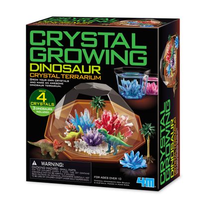 4M Crystal Growing - Dino Crystal Growing Kit - Explore Science, Creativity, and STEM Learning with a Vibrant Terrarium Kit, Custom Colors, and a Fun Dinosaur-Themed Adventure