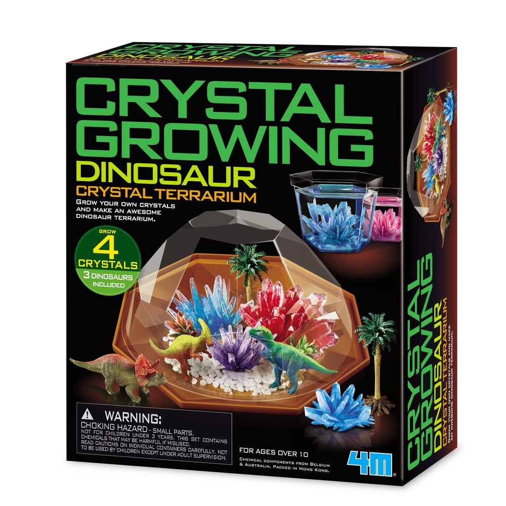 4M Crystal Growing - Dino Crystal Growing Kit - Explore Science, Creativity, and STEM Learning with a Vibrant Terrarium Kit, Custom Colors, and a Fun Dinosaur-Themed Adventure