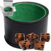 Cyber-Deals Set of 16mm Pearlized Olympic Dice and Black PU Leather Velvet Lined Dice Cup (Gift Boxed) (Bronze Dice, Green Lining Cup) view 1