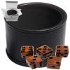 Cyber-Deals Set of 16mm Pearlized Olympic Dice and Black PU Leather Velvet Lined Dice Cup (Gift Boxed) (Bronze Dice, Black Lining Cup) view 1