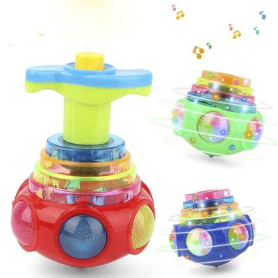 Bagged Round Luminous Toy Light Music Rotating Gyro Random Color One Pack