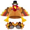 Asekonc Plush Thanksgiving Turkey Hat and Turkey Sunglasses for Turkey Trot Running Race Party Favor Supplies view 2