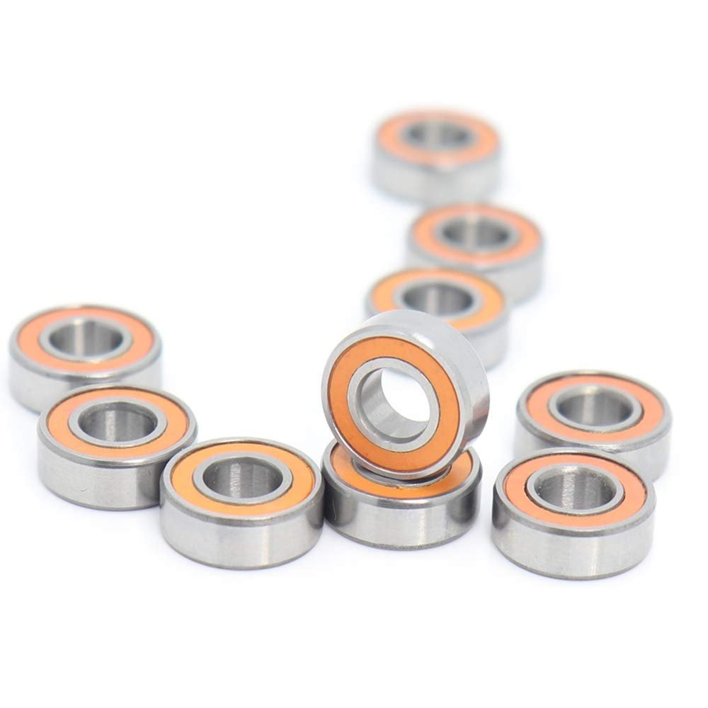 DINGGUANGHE-CUP Power Transmission Products MR105RS Color Deep Groove Ball Bearing ABEC-3 5X10X4 mm Miniature MR105-2RS Ball Bearings Orange Sealed MR105 2RS (10PCS) Ball Bearings