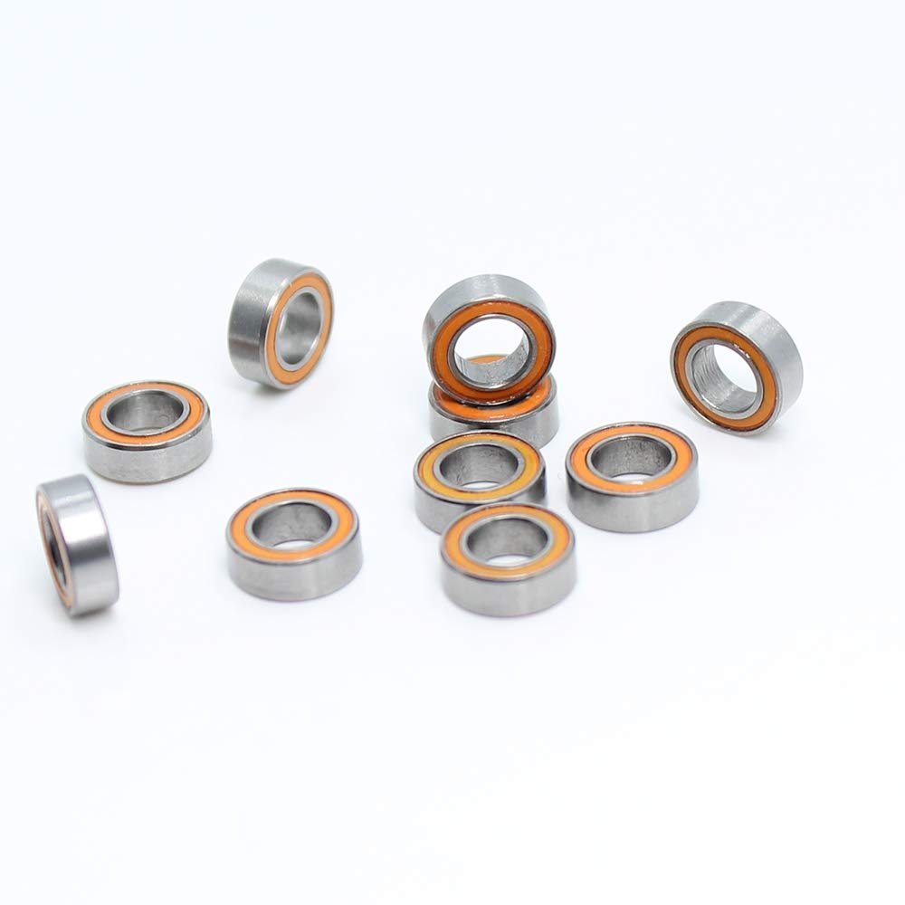 DINGGUANGHE-CUP Power Transmission Products MR74RS Color Bearing ABEC-3 10PCS 4 * 7 * 2.5 mm ABEC-3 for Hobby Electric RC Car Truck Deep Groove Ball Bearings MR74-2RS Orange Sealed Ball Bearings