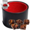 Cyber-Deals Set of 16mm Pearlized Olympic Dice and Black PU Leather Velvet Lined Dice Cup (Gift Boxed) (Bronze Dice, Red Lining Cup) view 1
