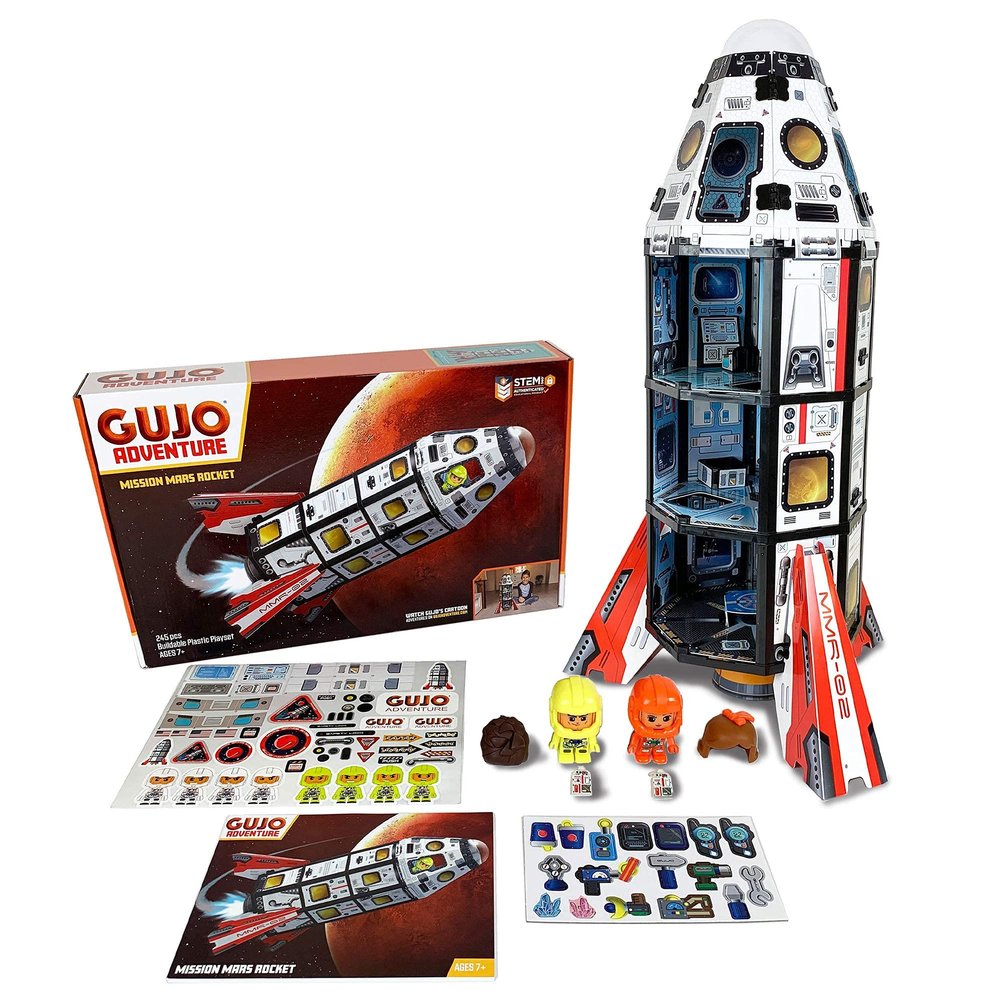 GUJO Adventure Mars Mission Rocket, Kids STEM Building Toys Set (2.5 ft. Tall) Space Toy Rocket Ship - STEM Learning Toy for Boys & Girls Ages 7-11+ Great Gift for Kids (240+ Pieces)