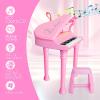 Love&Mini Piano Keyboard Toys for Girls - 31 Keys Kids Toy Piano with Microphone and Stool for Toddler Music Toy for 3+ Years Old Girls Birthday Gift view 2