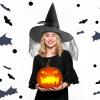 JUSTOTRY Witch Hat for Costume Party & Halloween - Women's & Girls' Black Witch Costume Hat with Roses, Feathers & Iron-on Design, Size 1PBL(Black, Silk, COS-HAT2) view 4