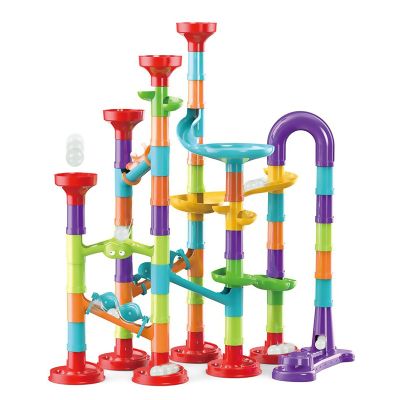 Marble Run Building Blocks STEM Toy Track Race Maze 30 Glass Marbles for Kids Boys Girls 3 4 5 6 7 8 9 10 11 12 Year Old Birthday Present Preshool Gift