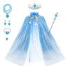 Fedio Princess Cape Set 7 Pieces Girls Princess Cloak with Tiara Crown, Wand for Little Girls Dress up (Blue) view 1