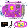 Ourlife Kids Waterproof Camera Gifts for Tenns, 1080P HD Digital Video Camera with 2.4'' IPS Screen, Fill Lights,Selfie Underwater Camera for Little Girls with TF Card, Silicone Handle view 1