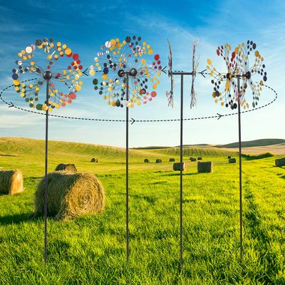 Long & Bright Multicolored Windmill Round Shape Garden and Yard Decoration