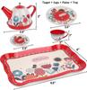 Tea Set for Little Girls, Pretend Play Tea Party Set, Floral Design Kids Tin Tea Set with Carrying Case (15 Pcs) view 4