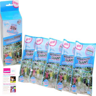 WOWMAZING Big Bubbles Refill - Concentrated Giant Bubble Solution Makes 4 Gallons | 5 Pouches for Kids Fun | USA Made