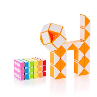 CUBIDI Magic Snake Cube | Fidget Snake Toy for Kids | Travel Toys for Kids Ages 4-8 | Great Gift for Boys and Girls Birthday, Christmas, Stocking Stuffers - 36 Blocks | 0.9 inch x 0.7 inch | Orange
