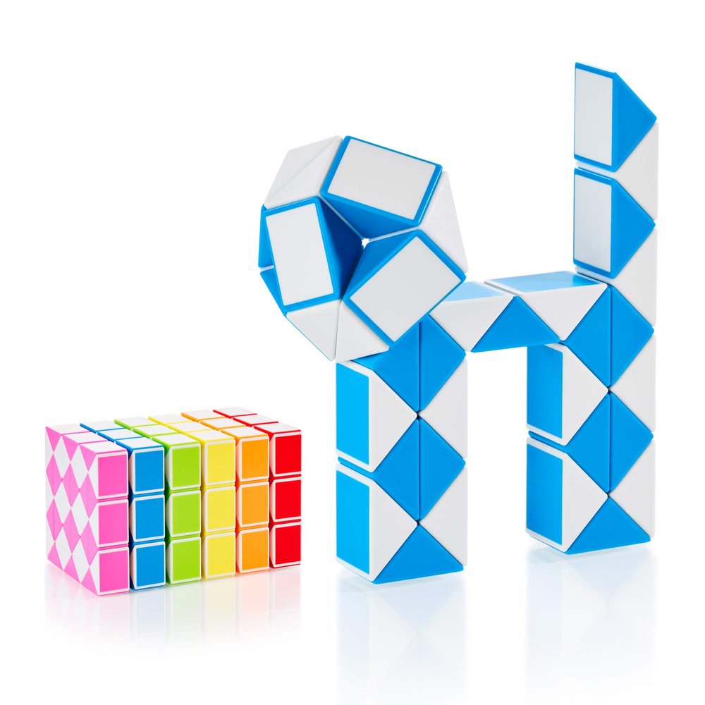CUBIDI Magic Snake Cube | Fidget Snake Toy for Kids | Travel Toys for Kids Ages 4-8 | Great Gift for Boys and Girls Birthday, Christmas, Stocking Stuffers - 36 Blocks | 0.9 inch x 0.7 inch | Blue