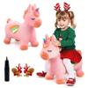 EVERICH TOY Bouncy Horse Unicorn Toys, Inflatable Bouncing Animal Hopping Toys, Outdoor Indoor Ride on Bouncer, Boys Girls Birthday Gift for 18 Month 2 3 4 5 6 Year Old Kid- Plush Unicorn Toy view 1