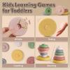 BOBXIN Baby Stacking & Nesting Rings Toy 4.7", 6pcs Soft Silicone Circle Building Stacker,Squeeze Play with Letter,Animal and Graphic,Toddler Sensory Learning Toys for Babies 6 Months+ view 3