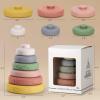 BOBXIN Baby Stacking & Nesting Rings Toy 4.7", 6pcs Soft Silicone Circle Building Stacker,Squeeze Play with Letter,Animal and Graphic,Toddler Sensory Learning Toys for Babies 6 Months+ view 4
