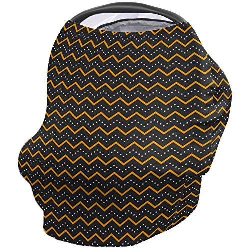 Baby Nursing Cover for Breastfeeding, Chevron Stripes Wave Point Texture Breathable Stretchy Nursing Scarf Carseat Canopy for Boys or Girls Stroller Car Seat Covers Halloween Theme