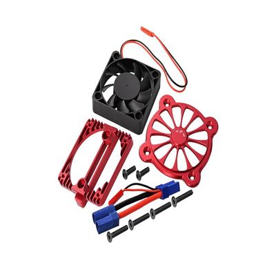 Aluminum Motor Heatsink with Cooling Fan for Arrma 1:10 KRATON 4S / Big Rock V3 3S / VORTEKS 3S / SENTON 3S / 1:8 Vendetta 3S - 1 Set Red