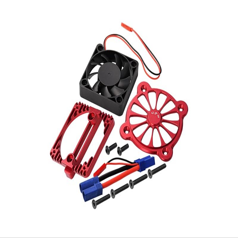 Aluminum Motor Heatsink with Cooling Fan for Arrma 1:10 KRATON 4S / Big Rock V3 3S / VORTEKS 3S / SENTON 3S / 1:8 Vendetta 3S - 1 Set Red