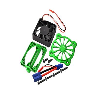 Aluminum Motor Heatsink with Cooling Fan for Arrma 1:10 KRATON 4S / Big Rock V3 3S / VORTEKS 3S / SENTON 3S / 1:8 Vendetta 3S - 1 Set Green