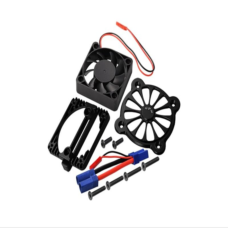 Aluminum Motor Heatsink with Cooling Fan for Arrma 1:10 KRATON 4S / Big Rock V3 3S / VORTEKS 3S / SENTON 3S / 1:8 Vendetta 3S - 1 Set Black