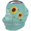 Baby Nursing Cover for Breastfeeding, Summer Floral Sunflowers and Bees Breathable Stretchy Nursing Scarf Carseat Canopy for Boys or Girls Stroller Car Seat Covers Teal Green Background view 1