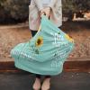 Baby Nursing Cover for Breastfeeding, Summer Floral Sunflowers and Bees Breathable Stretchy Nursing Scarf Carseat Canopy for Boys or Girls Stroller Car Seat Covers Teal Green Background view 2